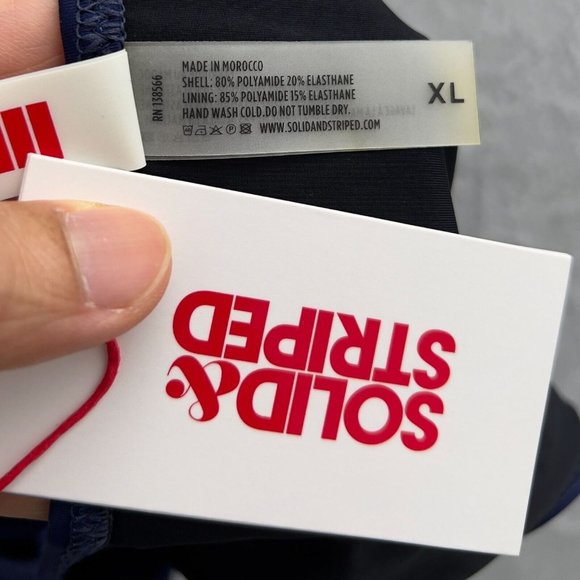 SOLID & STRIPED Women The Tati Top Bottom 2-Piece Bikini Set.Sz XL Navy NWT 0097 - Picture 5 of 16